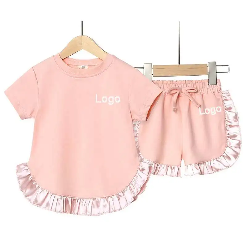 Commercio all'ingrosso Set di abbigliamento per bambini morbido dolce con volant Set di abbigliamento per bambini Boutique di fabbrica Set di abbigliamento per ragazze in cotone 2024