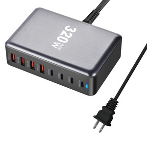 New Design 320W GaN 8-Port USB-C Charger PD QC 3.0 Fast Charging Station Dock for Laptop Tablet Phone Laptop <strong>Multiple</strong> Devices - Product Image 3