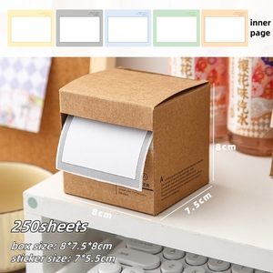 Nota adhesiva con caja de almacenamiento de papel Kraft Etiqueta extraíble personalizada Etiqueta de nombre adhesiva completa Nota Bloc de notas autoadhesivo - Product Image 5