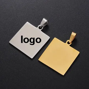 Cheap Design Stainless Steel Metal Pendant Jewelry Dog Tag Logo Custom Laser Engraved Blanks Charm Letter Pendant