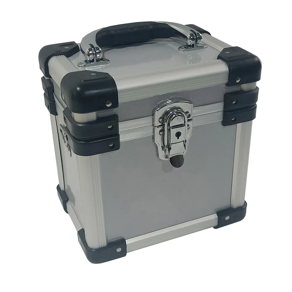 Caja de almacenamiento de aluminio para instrumentos duros, estuche de almacenamiento personalizado, pequeño, plateado