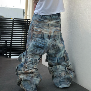 डिज़्न्यू जींस निर्माता कम मोक कस्टम पुरुषों जींस उच्च गुणवत्ता वाले स्ट्रीटवियर डिजाइनर स्टैक्ड जींस - Product Image 2