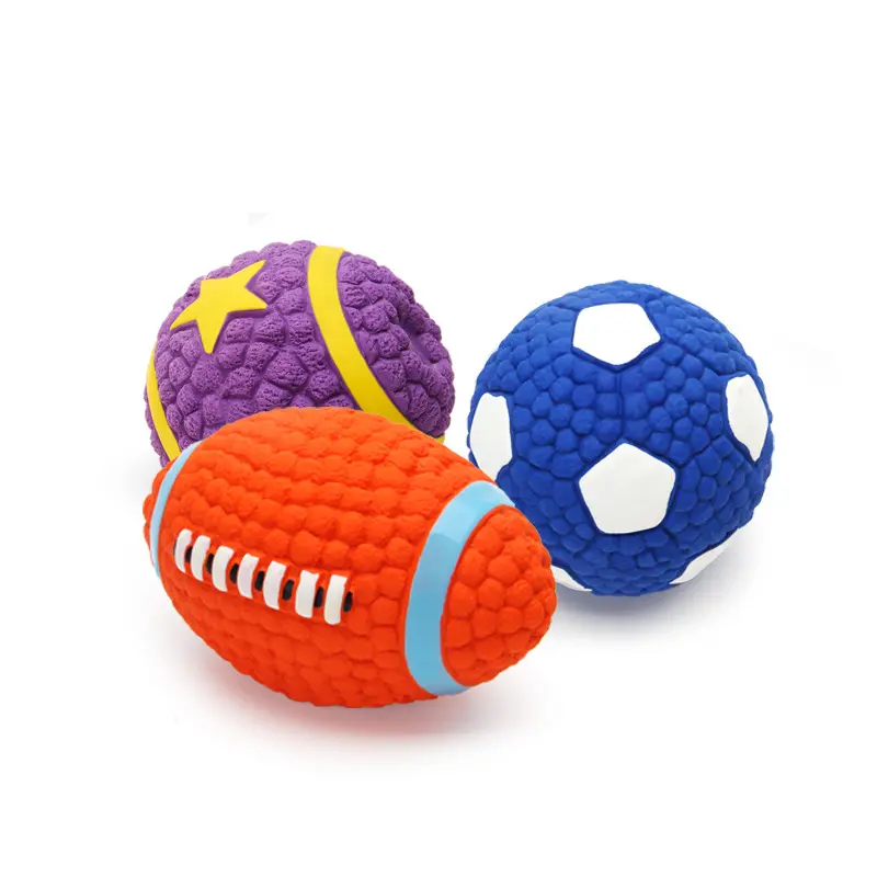 Silicoco Wholesale Custom Teeth Cleaning Pet Sound Toys Rugby Tennis Balls Dog Chew Ball Pet Chew Toys