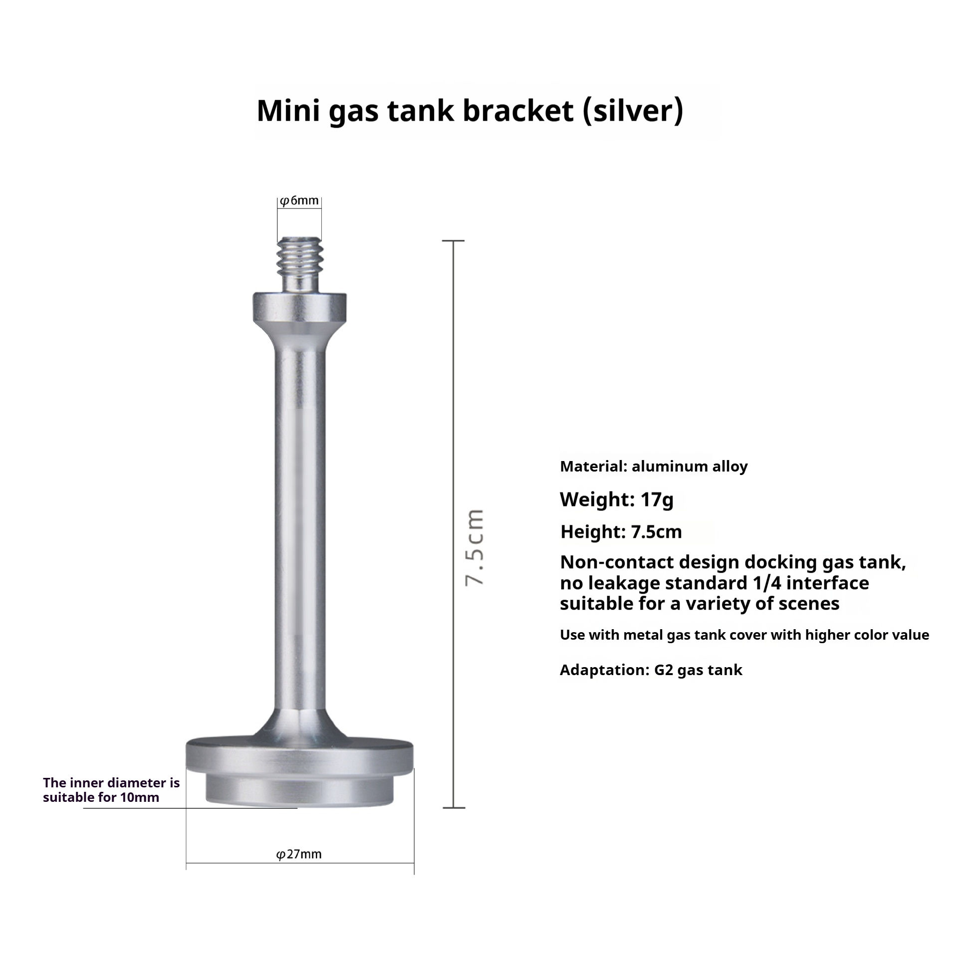 Mini gas tank bracket -- silver