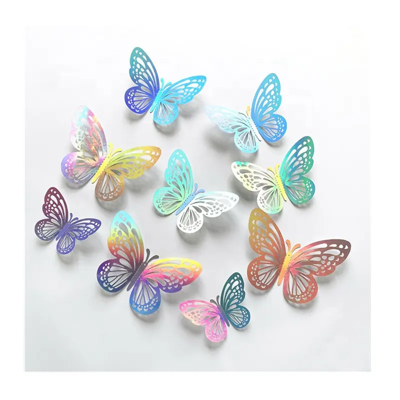 Youyu 3D mariposa papel mariposas para pastel pastelería Topper pared boda fiesta en casa decoración tamaños mixtos 8cm 10cm 12cm 12 Uds