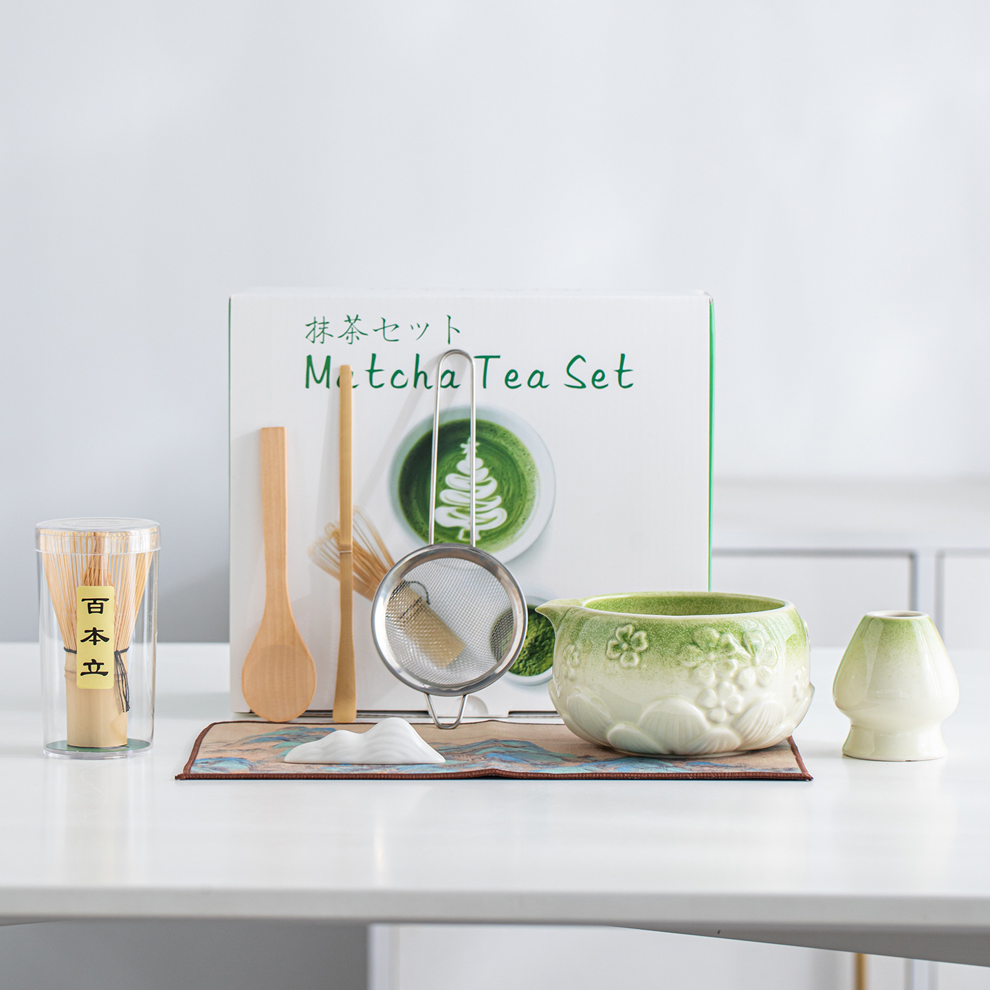 ensemble matcha dégradé vert-nouveau fleur de cerisier 8 pièces