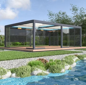 Motorised Outdoor Gazebo Modern Aluminium <strong>Louvre</strong> Roof Bioclimatic Pergola for Sunshade