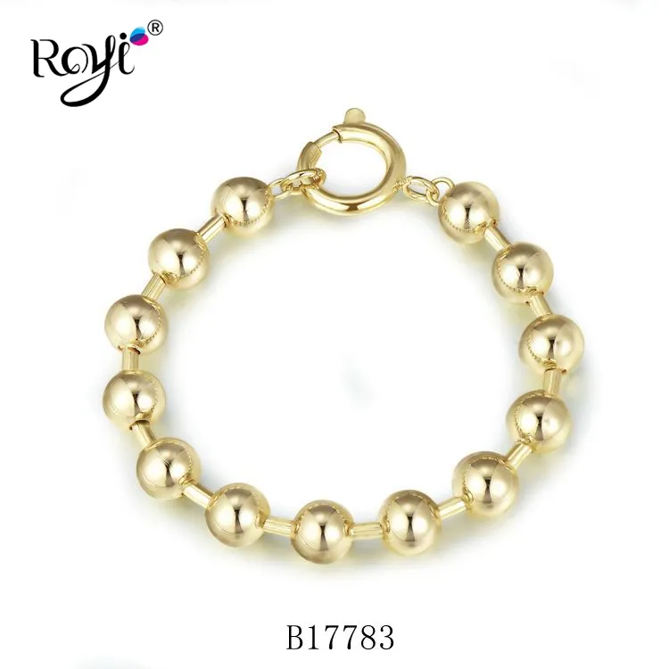 Joyería Royi, venta al por mayor, joyería de moda, pulseras de mujer con cuentas de acero inoxidable chapadas en oro