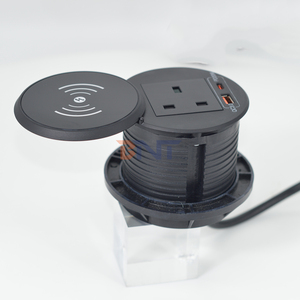 Toma de corriente con ojal USB oculta integrada redonda de múltiples capas con cargador inalámbrico - Product Image 1