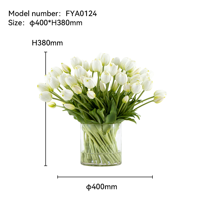 Tulipán Artificial con Jarrón de Cristal - FYA0124
