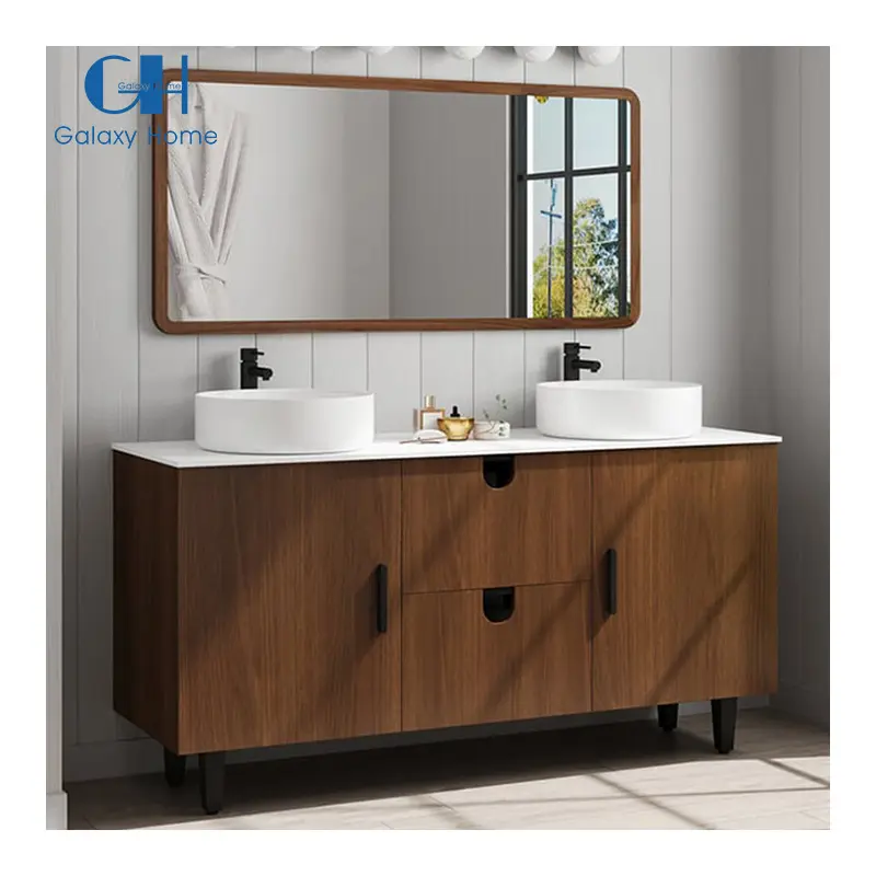 Nova Tendência Odm Antique Pvc Vanity Painel De Madeira Armário De Banheiro com Espelho Fabricante