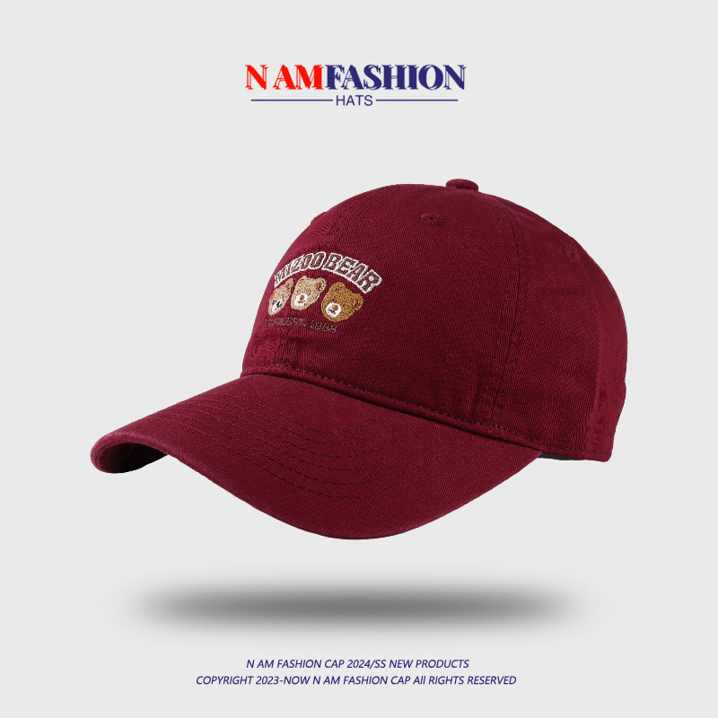 Three cubs head baseball cap burgundy