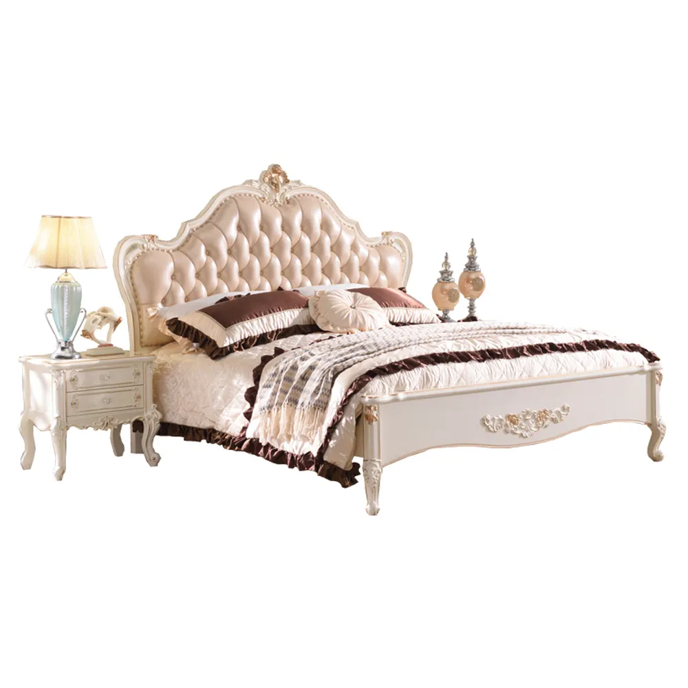 Europea princesa estilo clásico de madera camas de tamaño de cama muebles de dormitorio conjuntos