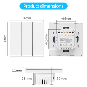 Tuya Wifi doppio moduli Smart Wall Switch 1 2 3 Gang interruttore a pulsante Timer interruttore neutro APP controllo Standard UK - Product Image 3
