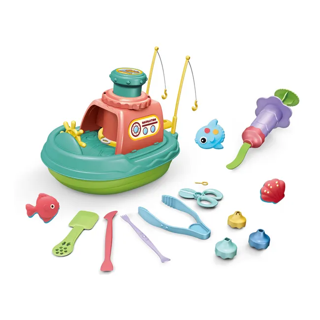 Barco de pesca educativo para niños, juego de masa de colores, arcilla, juguete diy, modelado de arcilla suave HC510326