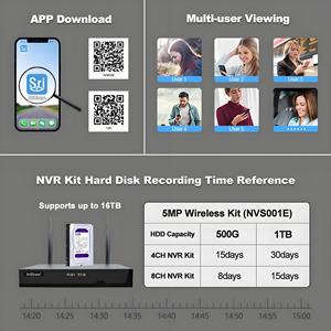 4CH 5MP Wifi Security Camera <strong>System</strong> with CCTV NVR Kit Bullet Camera for Home - Product Image 5