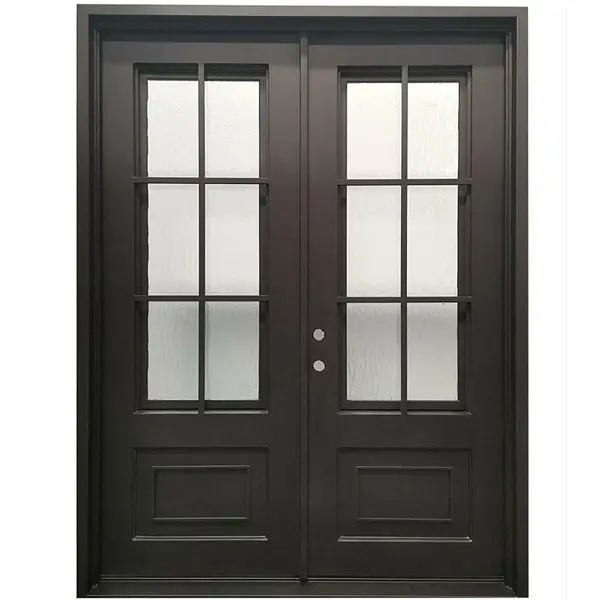 Fabbrica OEM moderna porta esterna di sicurezza residenziale semplice Design della porta in ferro battuto