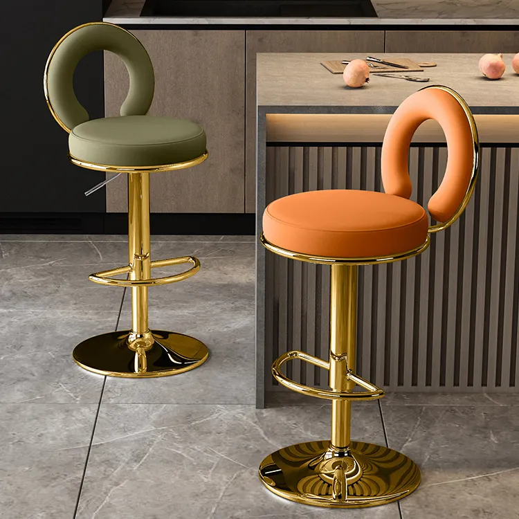 Taburete de Bar giratorio nórdico, muebles de mostrador baratos, cuero de terciopelo dorado, cocina de lujo, sillas altas modernas, taburete de Bar para mesa de Bar