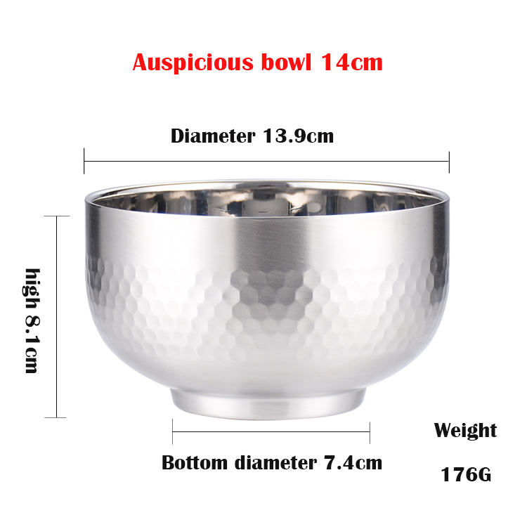 Household Food Grade 304 Stainless Steel Bowl Double Layer Anti-scalding Anti-falling Bowl Baby Rice Bowl