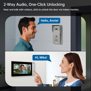 Kit de intercomunicación con cámara de timbre de vídeo de 7 pulgadas, desbloqueo de 2 puertas, sistema de teléfono de puerta de 4 colores con pantalla táctil para seguridad del hogar - Product Image 5