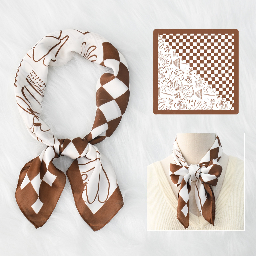 19 fashion houndstooth-brown-7070cm