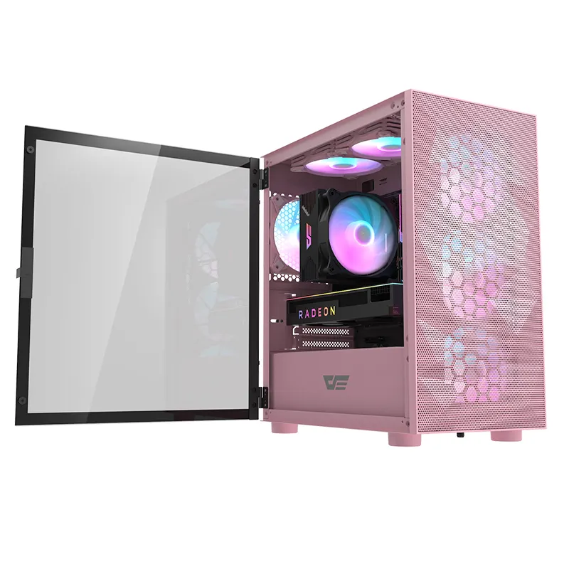 Darkflash DLM21 örgü tam Tower Atx Pc pembe alüminyum kasa bilgisayar benzersiz Tpu temperli cam bilgisayar Cpu