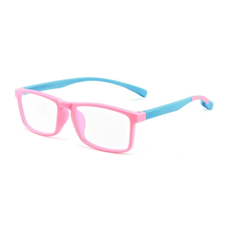 Produttori di logo personalizzato a buon mercato anti luce blu per bambini blocco occhiali di vetro cornice quadrata con gel di silice occhiali morbidi