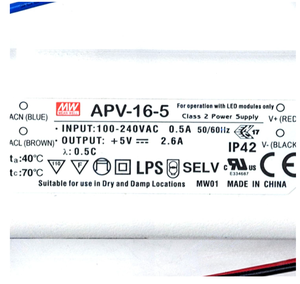 Meanwell APV-16-5 16W 5V 2.6a IP42发光二极管驱动电源经销商，用于室内照明，原装和全新 - Product Image 4