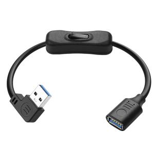 90 derece USB 3.0 uzatma kablosu tip A erkek kadın ile On/Off güç anahtarı Cablefor LED şeritler, USB Fan, dizüstü bilgisayarlar, TV 1FT - Product Image 1