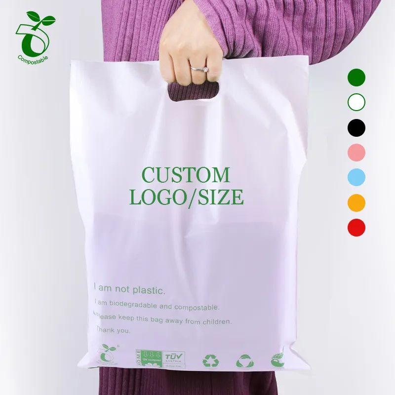 Logo personalizzato Stampa di Disegno Sacchetto della Maniglia PE Sacchetto di Plastica Per scatola di Imballaggio di Abbigliamento