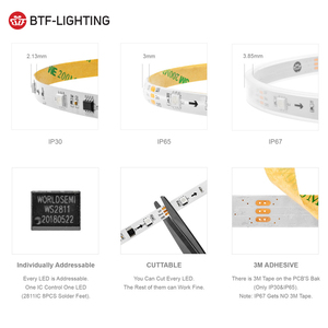 BTF aydınlatma 3Leds kontrol edilebilir DC12V Ip20 Dimmable dim rüya renk adresli dijital Ws2811 Rgb Led şerit - Product Image 3