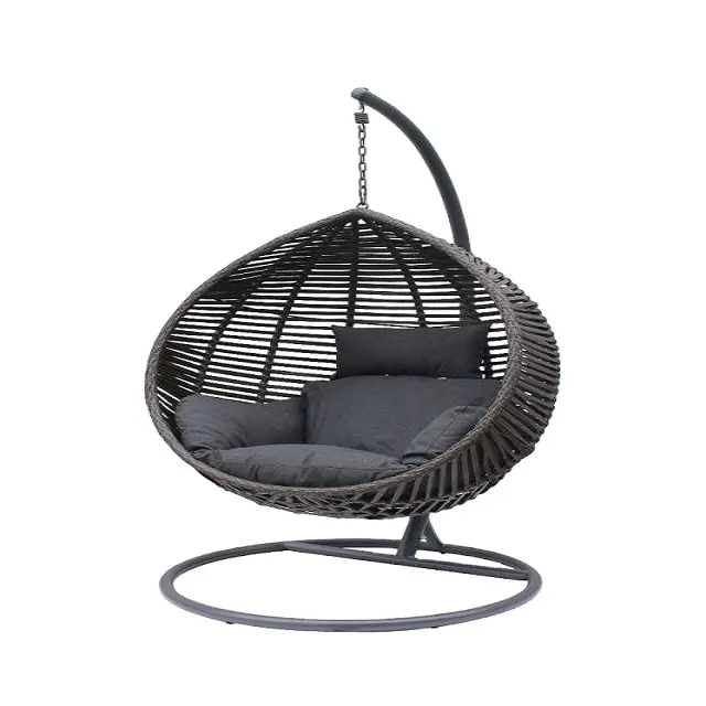 Hot Sale Hanging Egg Chair Rattan Patio Schaukel stuhl mit Ständer Outdoor Outdoor Möbel Versand bereit Kunststoff, Metall Modern