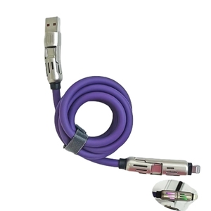4合1 OD6MM微型至C型至<span class=keywords><strong>Usb</strong></span>适配器数据线，带闪光灯充电器240W快速充电，适用于所有手机