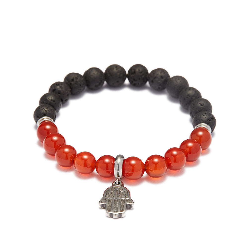 4 8mm lave et agate rouge-H
