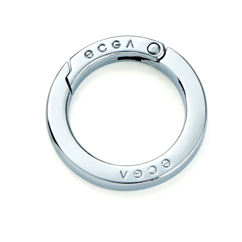 Porte-clés anneau à ressort plat, Logo personnalisé gravé, 25mm, 5 pièces, en Chrome rond, mousqueton en métal, 1"