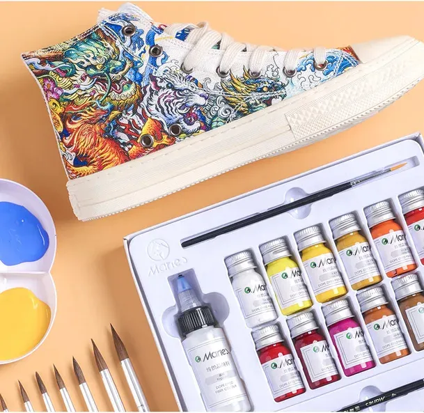 Juego de pintura de tela pintura profesional zapatos textiles Graffiti pintado a mano DIY acrílico 24 colores OEM arte vidrio tóxico