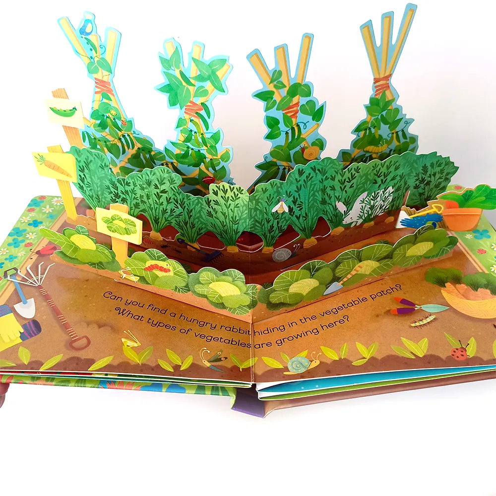 Garden children story books pop up books for children learning toys for kids illustrators book printing