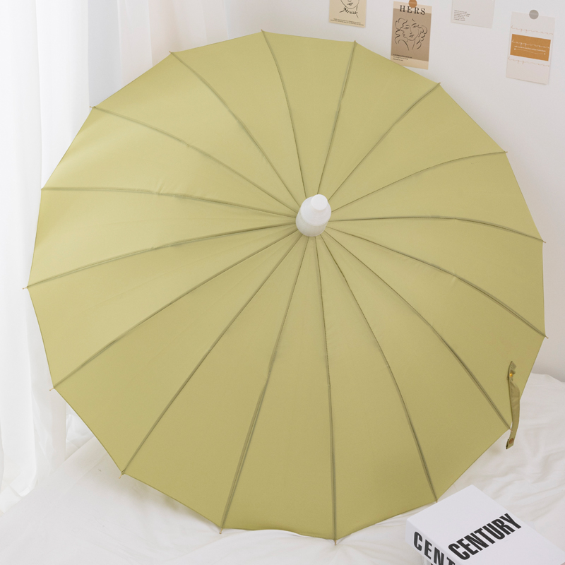 Parapluie droit 16 baleines - Vert matcha (Housse imperméable)