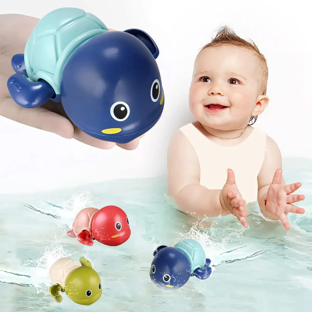 Venta caliente preescolar niño piscina recién nacido bebé bañera juguetes de agua lindo natación tortuga animal baño juguetes para niños pequeños 1-3 años