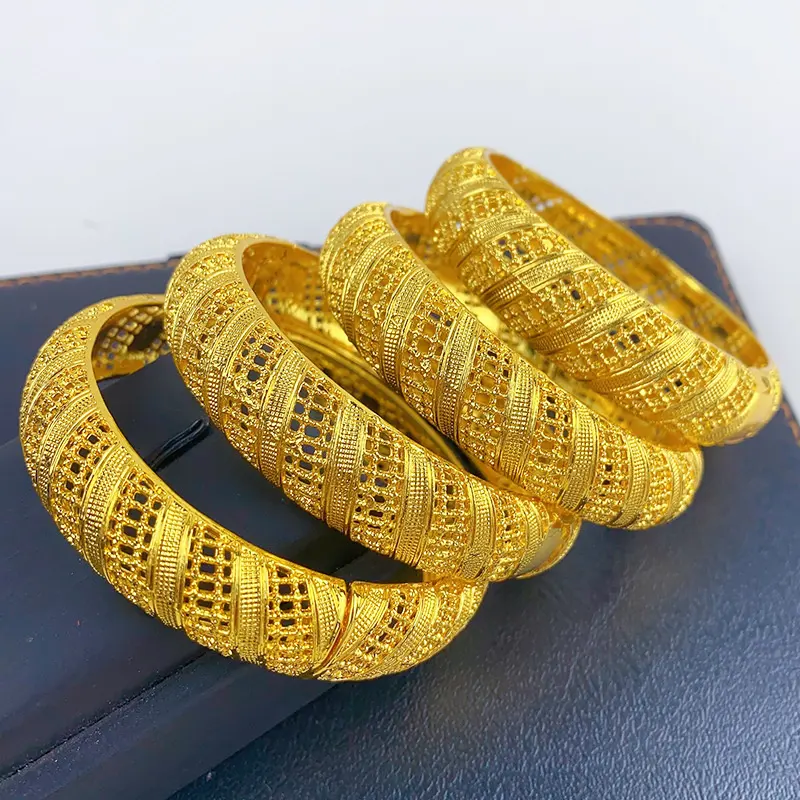 All'ingrosso della fabbrica squisito delle donne grande placcato oro braccialetto ottone gioielli di moda 24k colore oro pieno bracciale e braccialetto