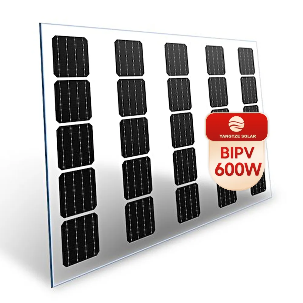 600W di alta qualità cigs mono fotovoltaico bipv trasparente silicio amorfo doppio vetro pannelli solari 66w