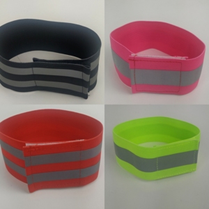 Brazalete elástico ajustable con dos correas para correr de noche, brazalete de seguridad amarillo altamente reflectante, gancho y lazo CE EN 13356 - Product Image 6