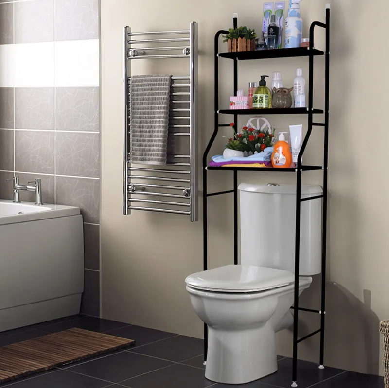 Scaffale per organizer per carta igienica multiuso a 3 strati mensole regolabili per bagno sopra lo scaffale per wc con portasciugamani
