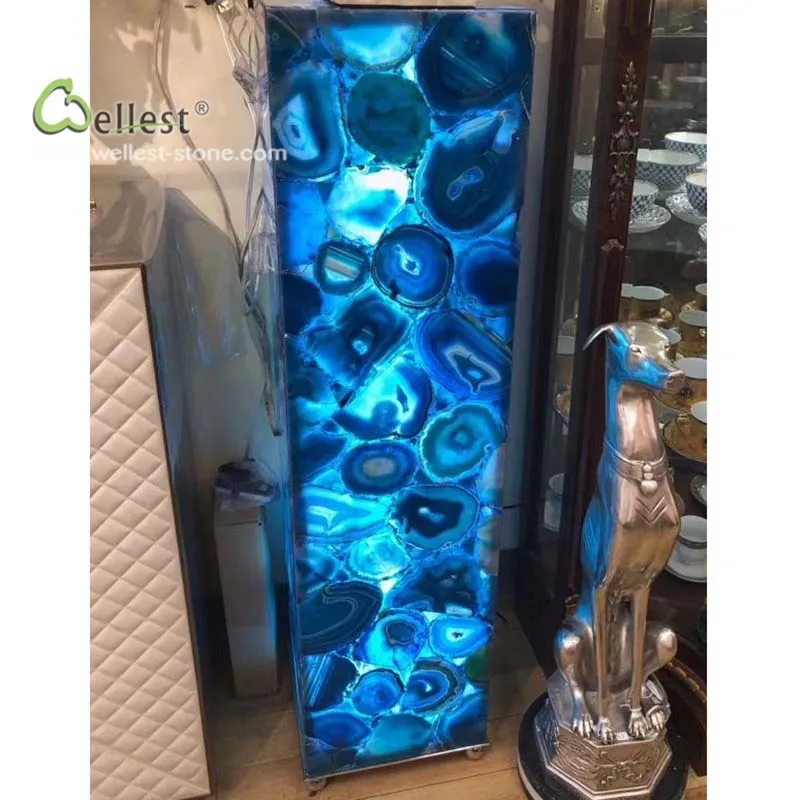 Azul onyx jade luxo loja exposição projeto do armário balcão de revestimento telha