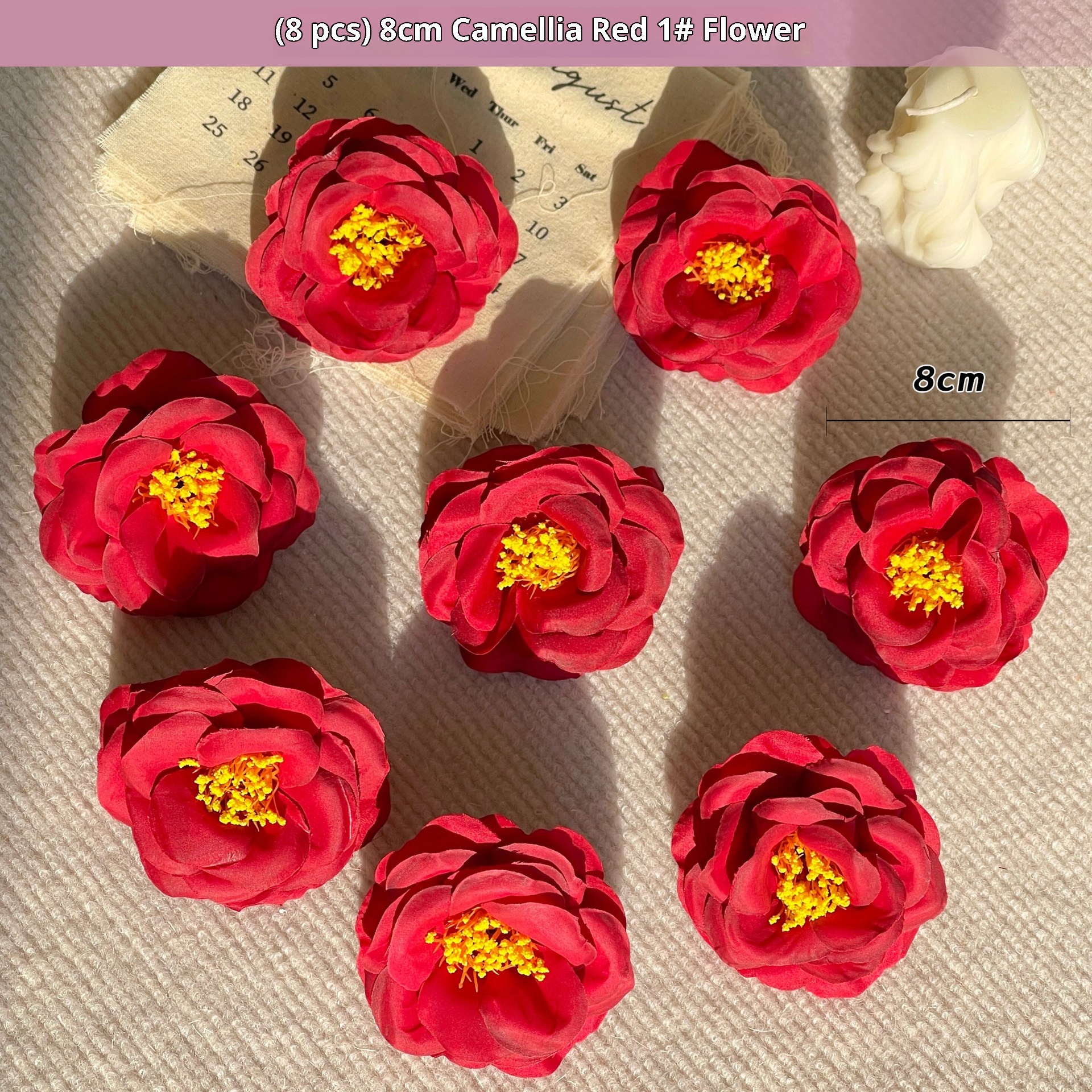(8 flores) Camelia roja 8cm
