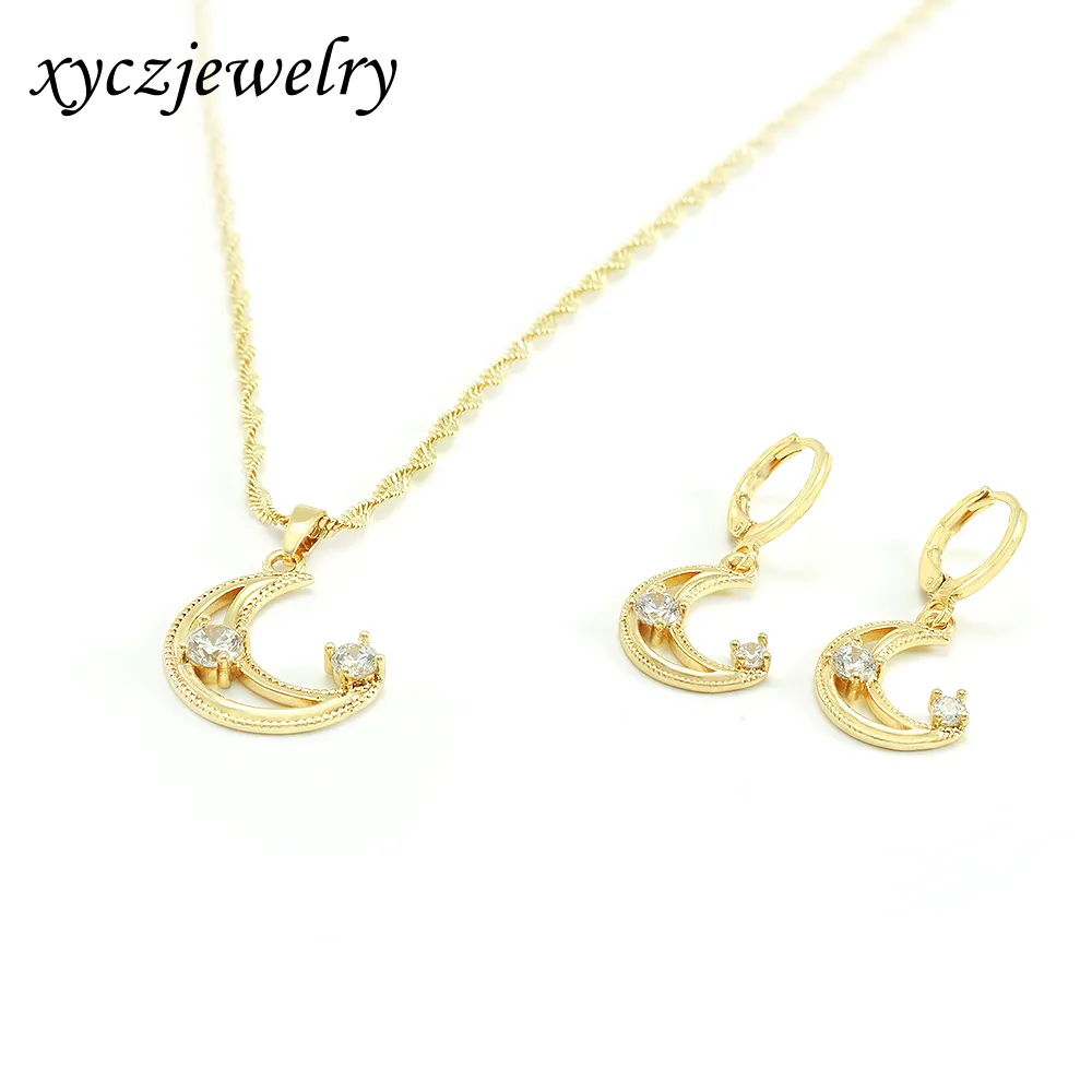 Xingyu Schmuck New Moon Halskette Ohrring Set Romantische vergoldete Schmuck Sets für Frauen