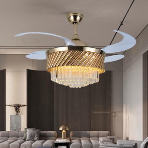 Luxury Villa <strong>Easy</strong>-to-Install Crystal LED Ceiling Fan Pendant Light Remote Control Round Shape Iron Material <strong>Middle</strong> Sizes - Product Image 5