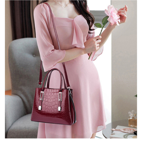 Da Bóng Tote Túi Giản Dị Công Suất Lớn Thời Trang Phụ Nữ Thanh Lịch Vai Màu Nâu Túi Phụ Nữ Túi Xách - Product Image 4