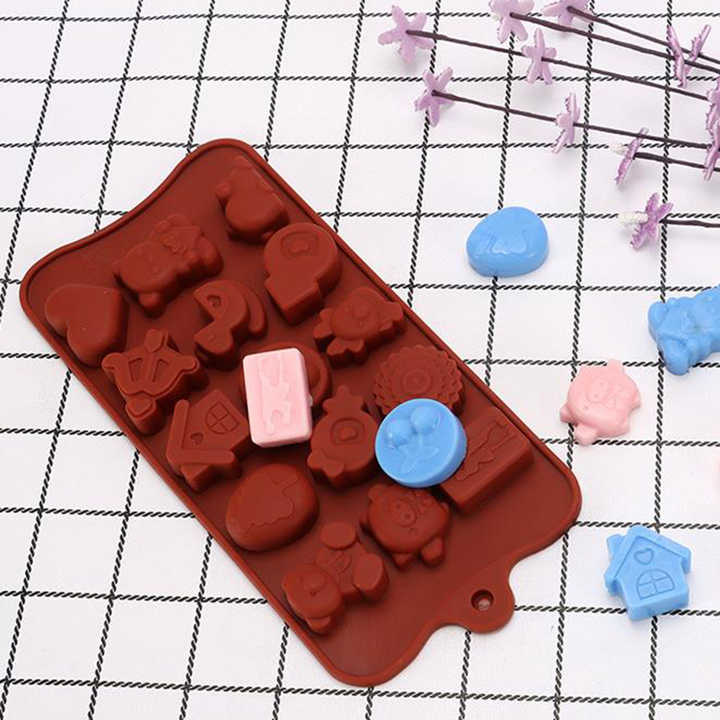 YS 3D New Silicone Chocolate Molds 15 Shapes Chocolate Baking Tools Non-stick Silicone Cake Jelly and Candy Mould DIY Best Tools