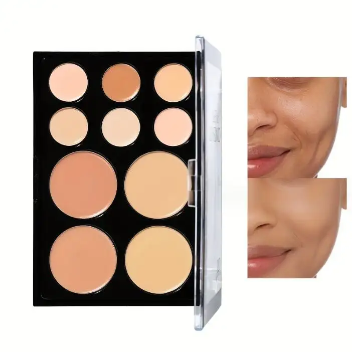 Paleta correctora impermeable de larga duración OEM, 10 colores, marca privada, crema correctora